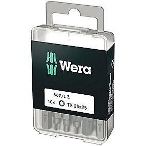 1 867 - stk 10 - sekskant 4 1 skruer plus torx indv t tx25x25mm bit wera