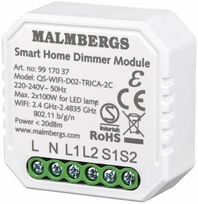 led 2x150w kroneafbryder 2-kanal lysdmper dse wi-fi home smart malmbergs
