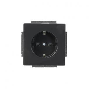 pillesikring og schuko 16a 250v ral7021 højglans antracit afdækning med enkelt stikkontakt impressivo abb