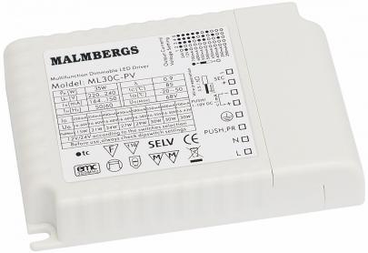mpbar d 30w max m konstantstr led-driver malmbergs