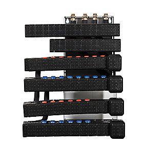 model h�j bv 50mm - gulvvarmekredse 14 og varmtvand 6 koldtvand 9 med venstrevendt bundmodul isoleret calefa wavin