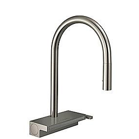 steel-optik udtr�ksbruser med tud 220mm k�kkenarmatur m81 select aquna hansgrohe