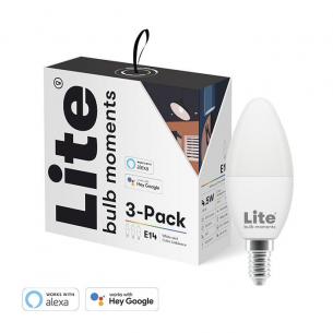 pakke 3 wi-fi lyskilde kertel lkehvid m 5w 4 6500k - 2700 rgb c35 e14 moments bulb lite