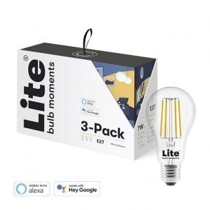pakke 3 re atmosf hvid filament glas klar 7w e27 2700-6500k a60 moments bulb lite