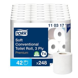 42stk 3lags t4 hvid premium toiletpapir