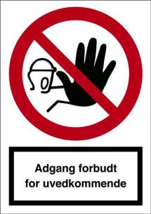alu a4 uvedkom f forbudt adgang skilt