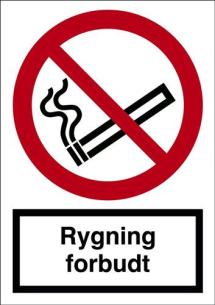 alu a4 forbudt rygning skilt