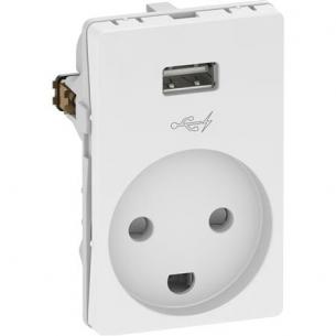 hvid - modul 5 1 udtag lader usb-a 5v med jord med stikkontakt fuga lk