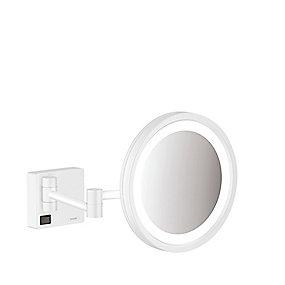 hvid mat lys led med barberspejl addstoris hansgrohe