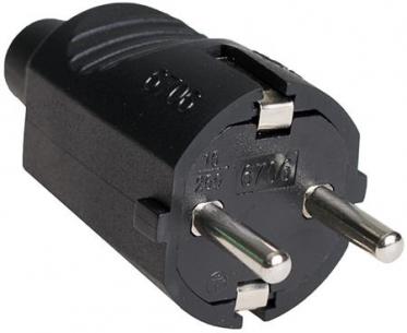 sort gummi 250v 16a schuko stikprop