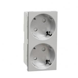 alu screwless e 2p socket 2xschuko