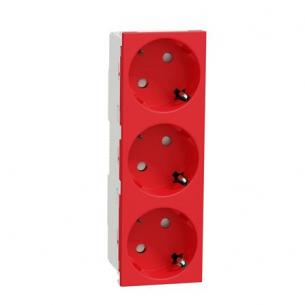 red screwless e 2p socket 3xschuko