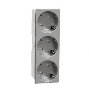 alu screwless e 2p socket 3xschuko