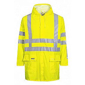 gul hi-vis xl str lr55 sn�re med h�tte fast vandt�t vind regnjakke lyngs�e
