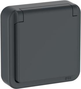 antracitgr ip44 jord med 2-polet v 250 lampe med stikkontakt 74 opus lk