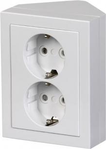 hvid stikkontakt dobbelt udvendig abb