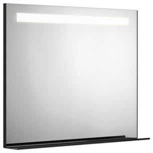100cm sort hylde og lys m spejl