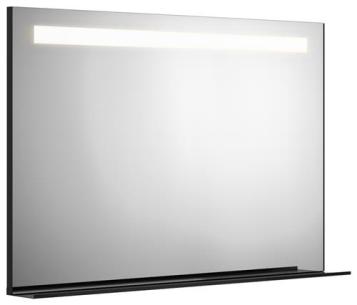 120cm sort hylde og lys m spejl