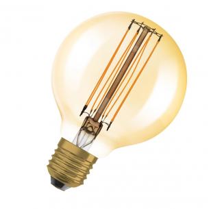 mpbar d e27 40w 822 8w 5 470lm tynd ultra filament straight guld globe80 led 1906 vintage osram