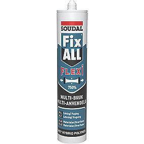 20 t op elastisk ber kl multifuge malbar hvid flexi all fix 290ml montagelim soudal