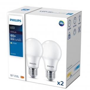 2-pak mat 827 e27 a60 75w 10w standard led philips