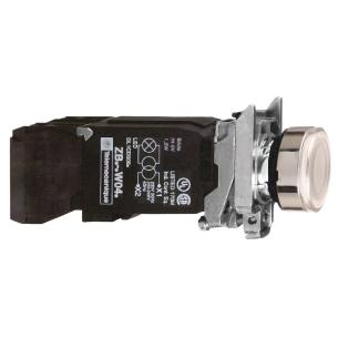 1xnc 1xno trafo 110-120vac og farve hvid i fjeder-retur med trykflade plan og lyskilde ba9s med komplet lampetryk harmony