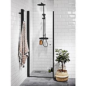 sort mat lige easyclean glas klart rdet h 6mm aluprofil justerbar 89x200 r svingd vetro