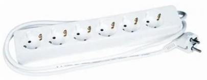 hvid ledning mm 5 3g1 mtr 5 med afbryder og jord med se 6-stikd schuko