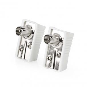 box stk 2 hvid pvc metal mm 0 7 kabeldiameter skru ohm 75 nikkelplateret han vinklet stik coax iec