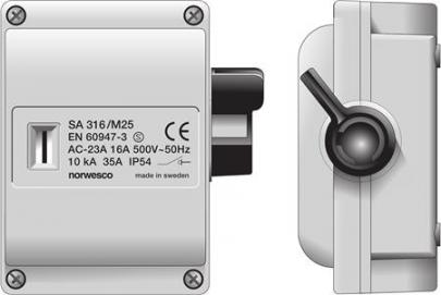 sa316m25 j n 3p 5kw 7 16a sikkerhedsafbryder