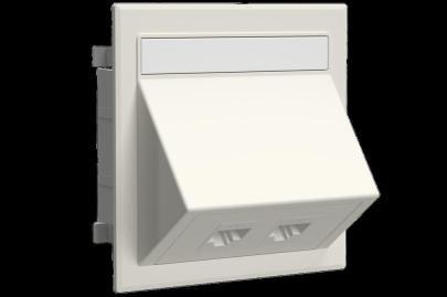 hvid konnektor rj45 utp c6 2x med kit vinklet dataudtag