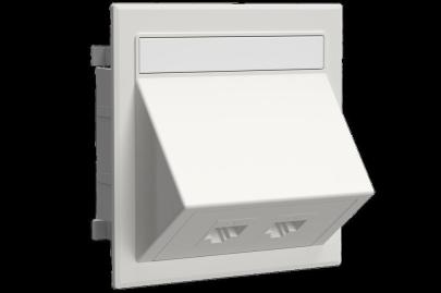 hvid konnektor rj45 utp c6 2x med kit vinklet dataudtag