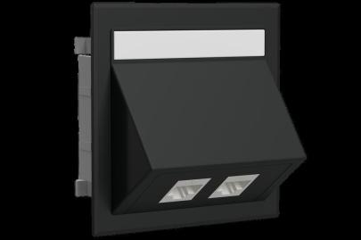 sort konnektor rj45 utp c6 2x med kit vinklet dataudtag