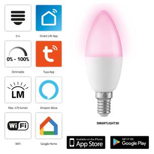 wi-fi med led-farvelampe smart smartlight30 nedis