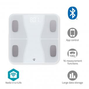 hvid glas abs ios android kg 180 belastning maksimal 12 gt v vand muskler fedt bmr bmi ben bluetooth gt personv smartlife
