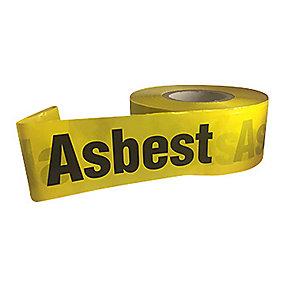 tekst med b�nd gult asbest - afsp�rringsb�nd