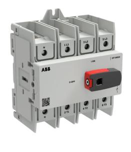 ndtag knoph monteret direkte inklusiv montage din-skinne bund 22 ac 415v ved 100a 4-polet ot100g3-4bsn1 lastafbryder plus ot