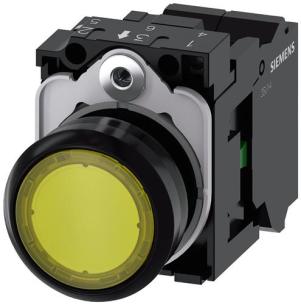 24 1no gul plast rund 22mm lys trykknap