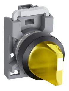 v 690 - no 1 - plastik sort - led med - gul - greb kort - stilling fast - 2-position drejeomskifter- m2ss1-41y-10