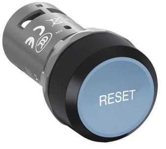 v 300 - 1nc 1no - reset markering med - plastik sort - led uden - bl - lavt - kiptryk - trykknap - -compact trykknap cp9-1021