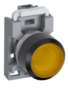 v 690 - no 1 - plastik sort - led med - gul - lavt - kiptryk - trykknap mp1-41y-10