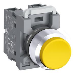v 690 - 1nc 1no - metal krom - led uden - gul - lavt - kiptryk - trykknap mp1-60y-11