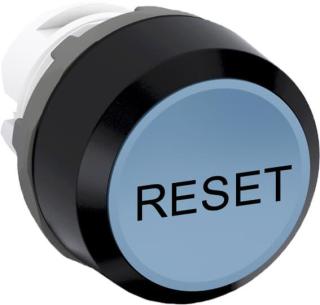reset markering med blok kontakt ingen - plastik sort - led uden - bl - lavt - kiptryk - trykknap mp1-7154