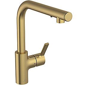 pvd gold brushed bedispenser s integreret med l-tud kkenarmatur k gusto standard ideal
