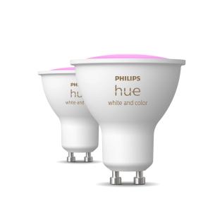 2-pak lumen 400 2w 4 gu10 ambiance color and white hue philips