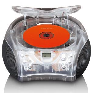 transparent cd-afspiller med fm-radio stereo rbar b lenco