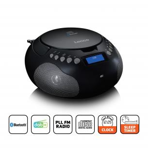 sort bluetooth og fm-radio dab med boombox lenco