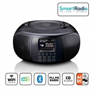 sort lcd-farvedisplay stort og cd-afspiller bluetooth fm dab med internetradio rbar b lenco