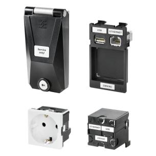 de socket key with lockable cover plastic shielded power 1x data 2x state closed in ip65 housing component fitted