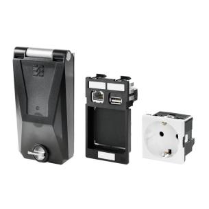 de socket cover plastic shielded power 1x data 2x state closed in ip65 housing component fitted